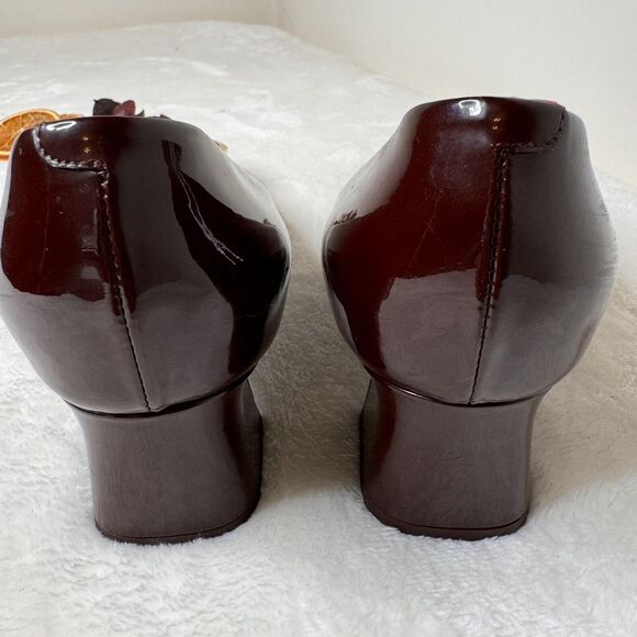 Louis Vuitton Shoes Pumps Patent Leather Burgundy Wine Loafer Size 37 Office - Picture 8 of 13
